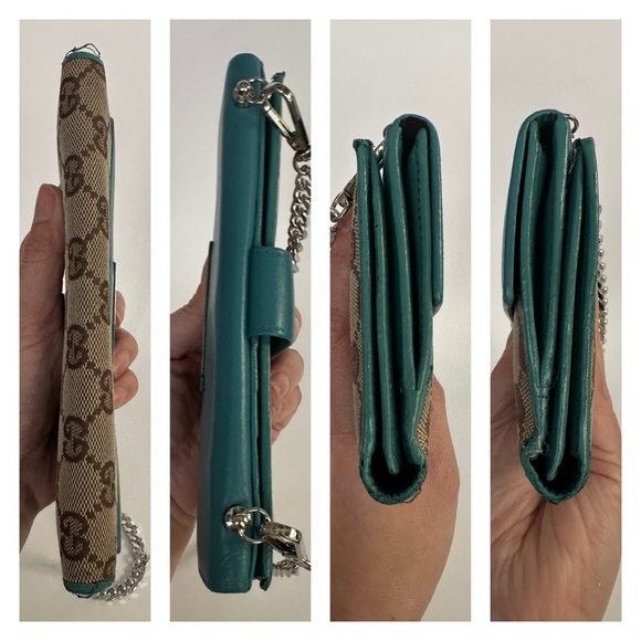 GUCCI GG Aqua Trim Monogram Wallet on Chain w/ auth cert - Picture 9 of 12